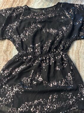 Aqua Black Dress with Sequins